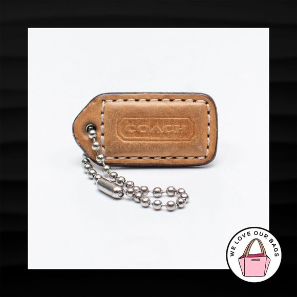 1.5" Small COACH NATURAL TAN LEATHER KEY FOB CHARM KEYCHAIN HANG TAG WRISTLET - Picture 1 of 1